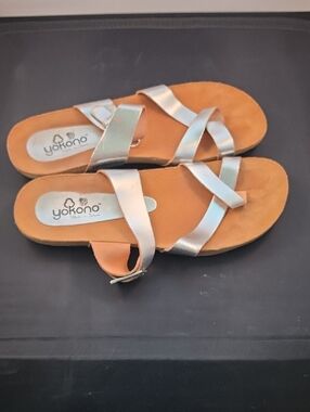 Yokono Ibiza Silver Leather Sandals